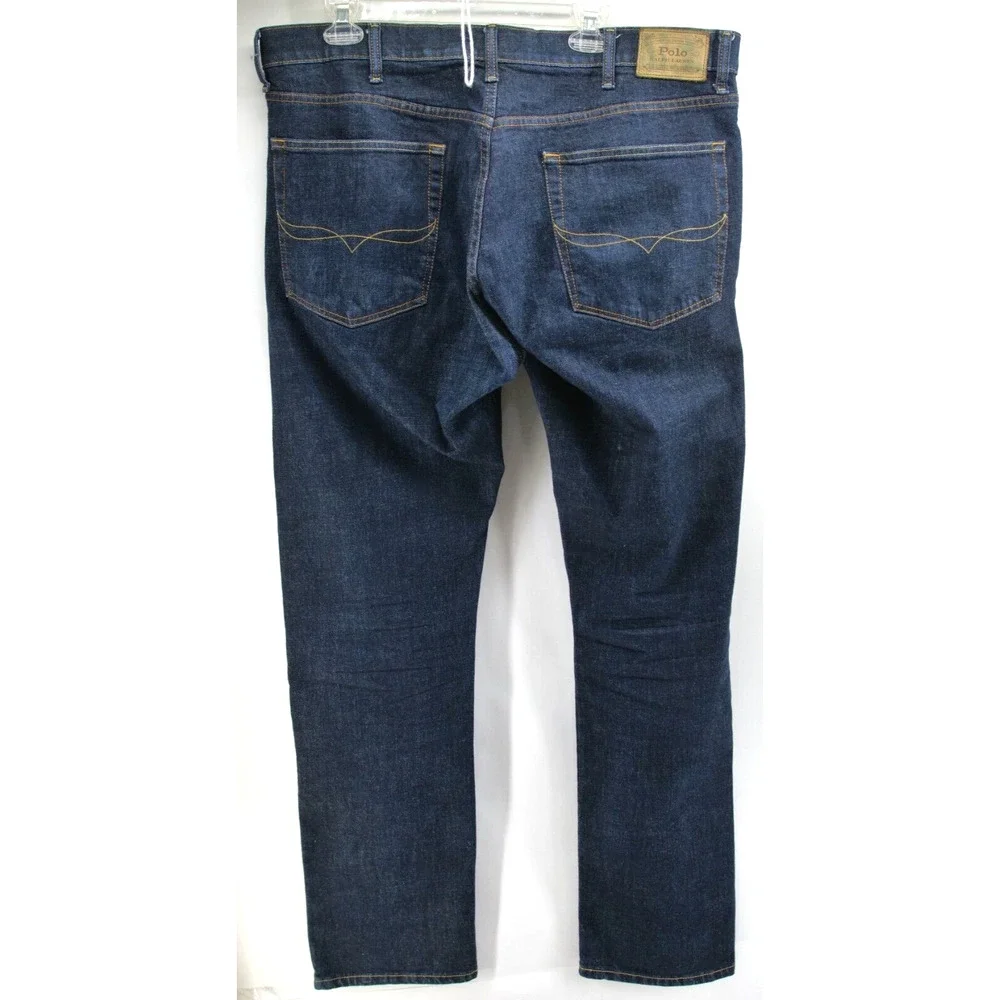 Polo Ralph Lauren‎ Mens 38Tx36 The Hampton Relaxed Straight Rope Dyed Blue Jeans